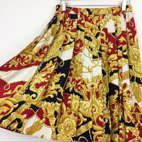 Vintage Italian baroque silk blend pleated skirt